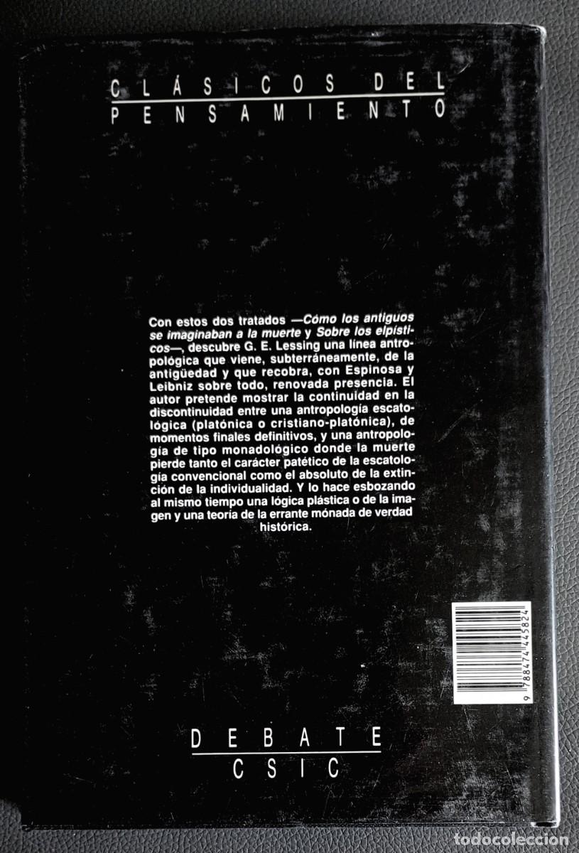 Libros de segunda mano: G. E. Lessing . La Ilustraci&oacute;n y la muerte. Dos tratados - Foto 2