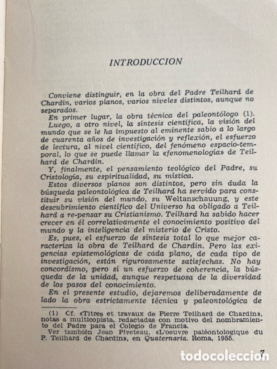 Libros de segunda mano: Introducci&oacute;n al pensamiento de Teilhard de Chardin - Foto 4