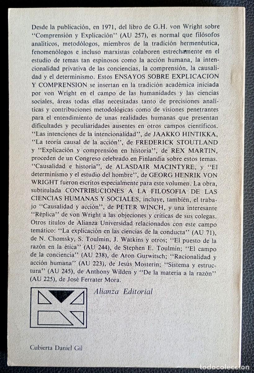 Libros de segunda mano: VV. AA. . Ensayos sobre explicaci&oacute;n y comprensi&oacute;n - Foto 2
