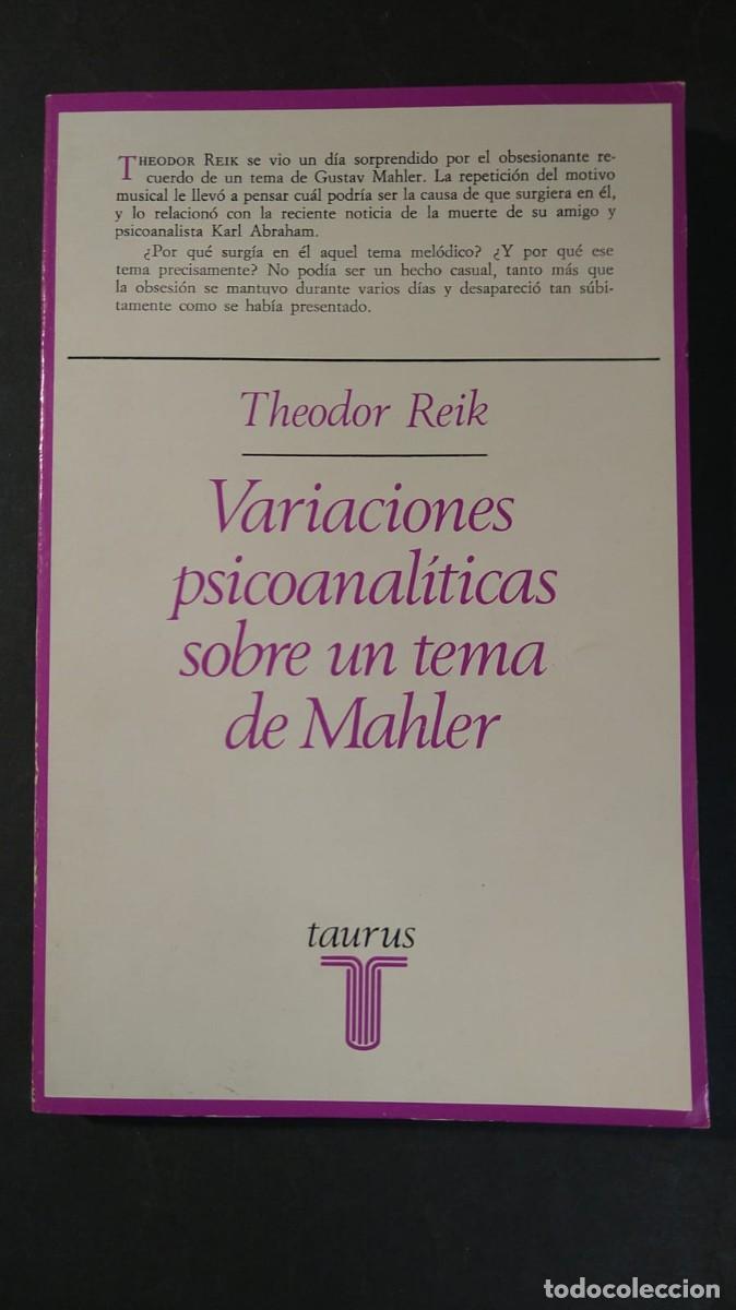 Libros de segunda mano: VARIACIONES PSICOANAL&Iacute;TICAS SOBRE UN TEMA DE MAHLER - THEODOR REIK