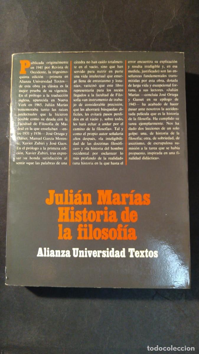 Libros de segunda mano: JULI&Aacute;N MAR&Iacute;AS - HISTORIA DE LA FILOSOF&Iacute;A