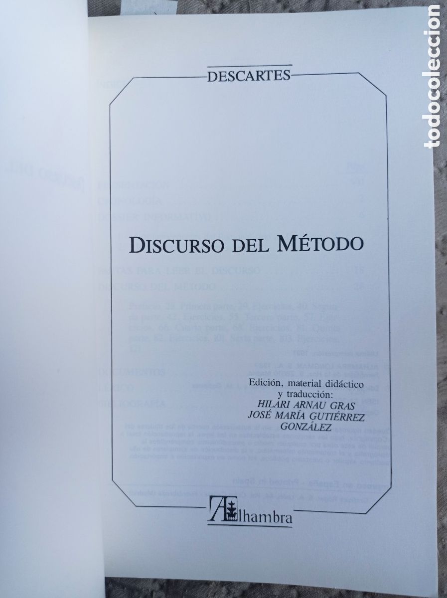 Libros de segunda mano: EL DISCURSO DEL M&Eacute;TODO. EDICI&Oacute;N DID&Aacute;CTICA COMENTADA. - Foto 2