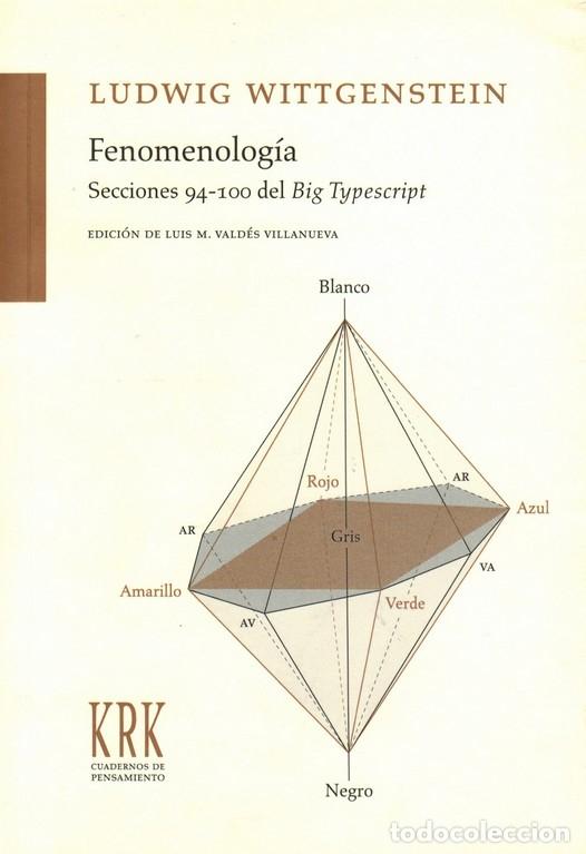Libros de segunda mano: WITTGENSTEIN, Ludwig. Fenomenolog&iacute;a. Secci&oacute;n 94-100 del Big Typescript. Edici&oacute;n de Luis M. Vald&eacute;s Vi