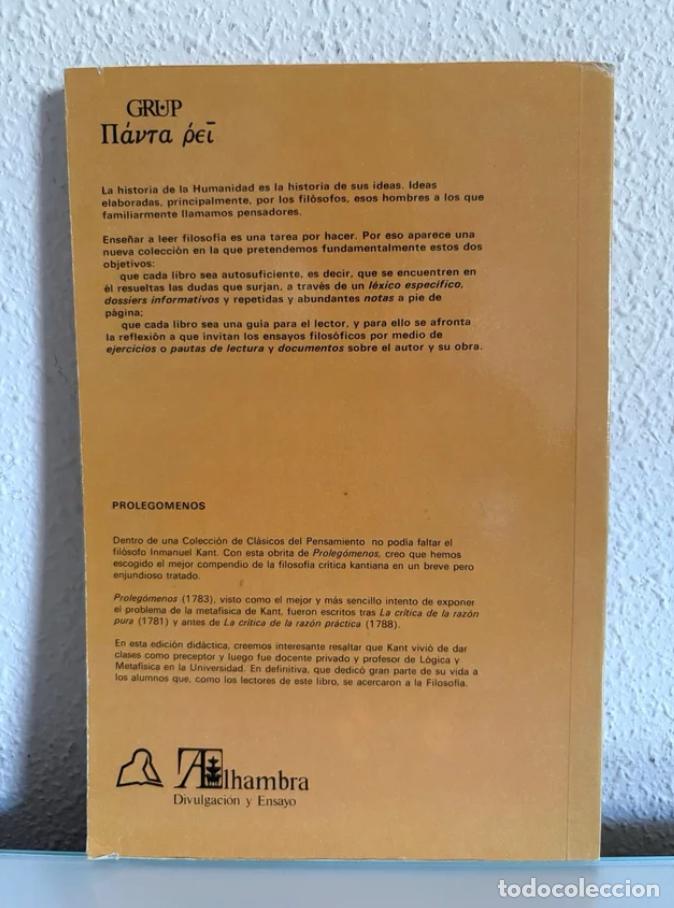 Libros de segunda mano: Kant, Immanuel: Proleg&oacute;menos (Alhambra) - Foto 3