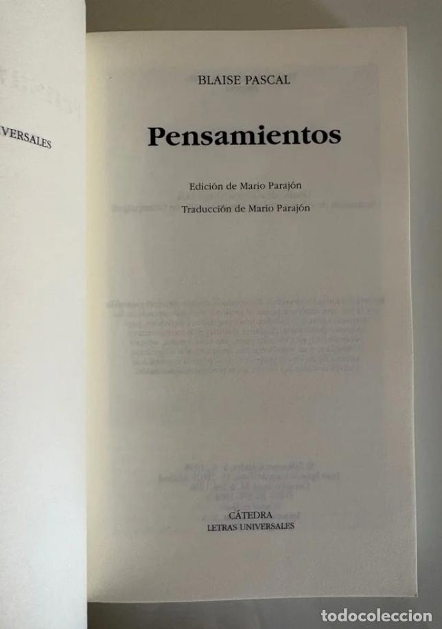 Libros de segunda mano: Pascal, Blaise: Pensamientos - Foto 4