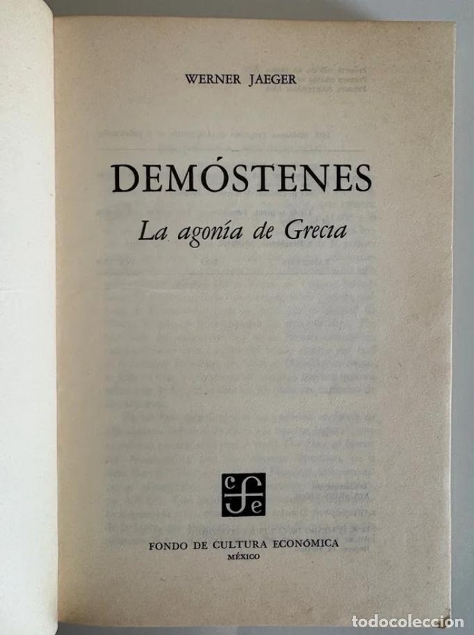 Libros de segunda mano: Jaeger, Werner: Dem&oacute;stenes - Foto 4