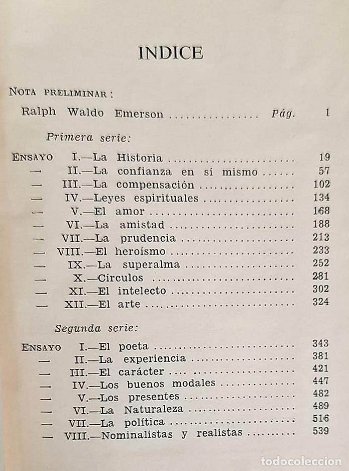 Libros de segunda mano: ENSAYOS - EMERSON, Ralph Waldo - Foto 2