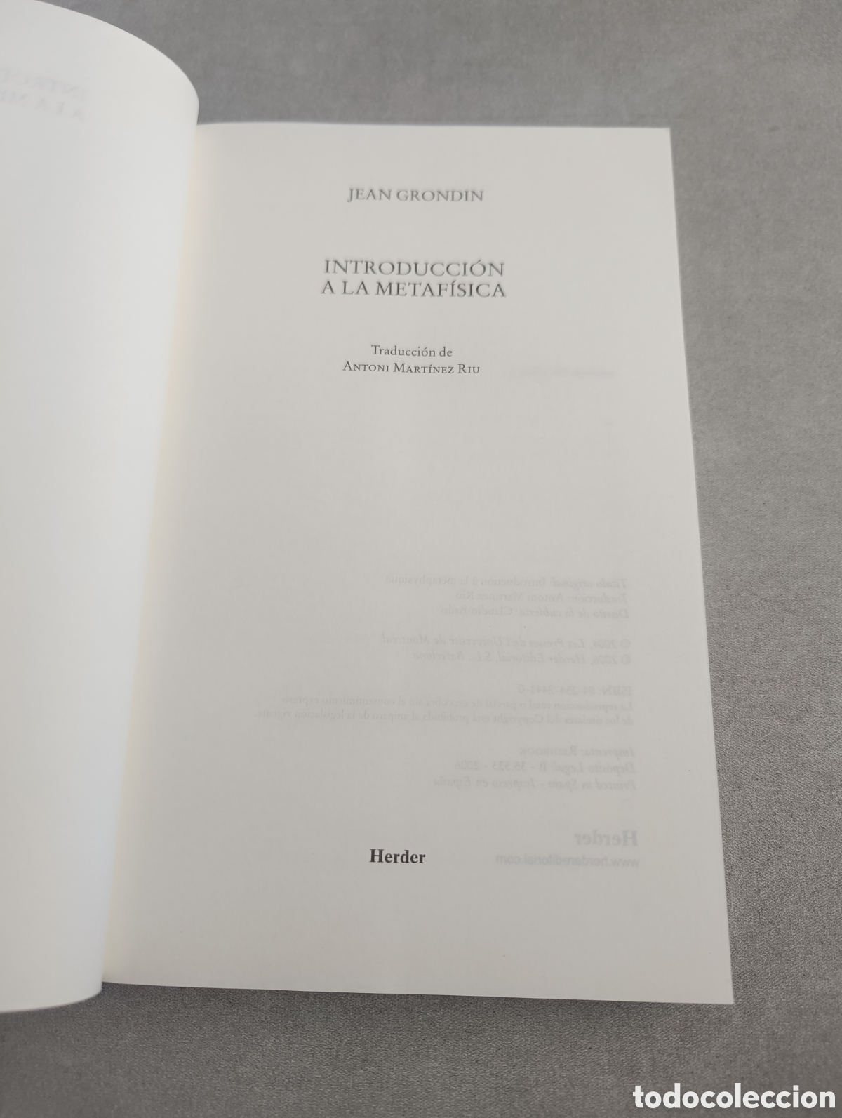 Libros de segunda mano: INTRODUCCI&Oacute;N A LA METAF&Iacute;SICA. JEAN GRONDIN - Foto 5
