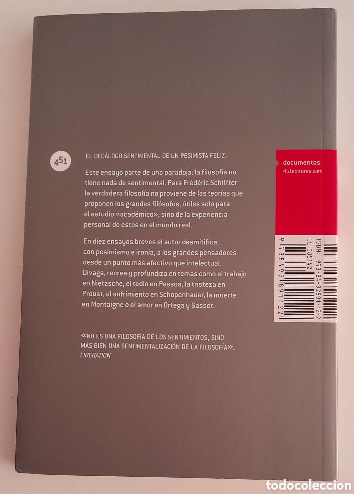 Libros de segunda mano: Filosofia sentimental. Fr&eacute;d&eacute;ric Schiffter. 451 Ediciones - Foto 2
