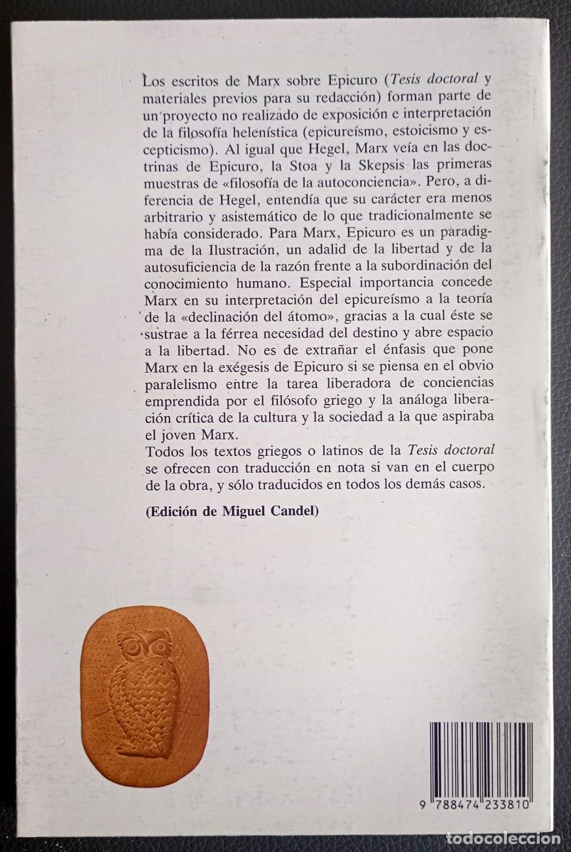 Libros de segunda mano: Karl Marx . Escritos sobre Epicuro - Foto 2