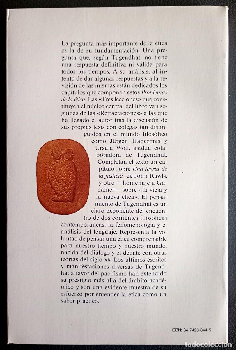 Libros de segunda mano: Ernst Tugendhat . Problemas de la &eacute;tica - Foto 2