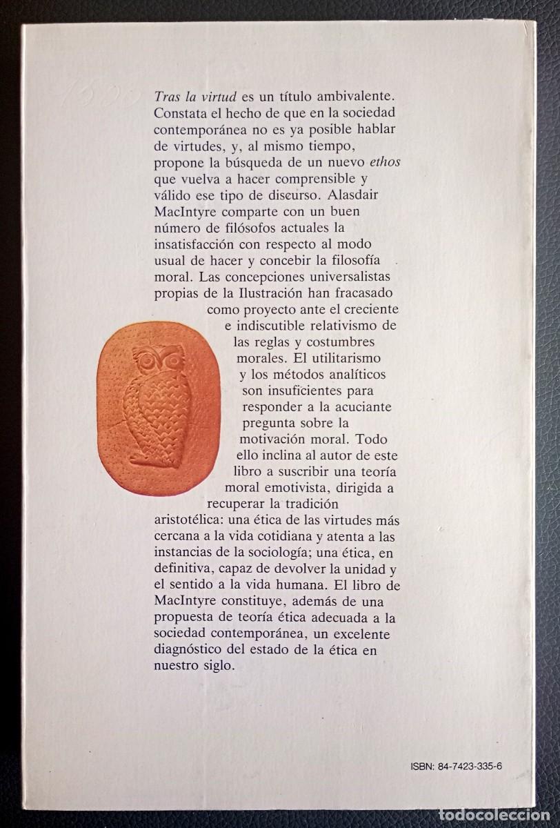 Libros de segunda mano: Alasdair Macintyre . Tras la virtud - Foto 2
