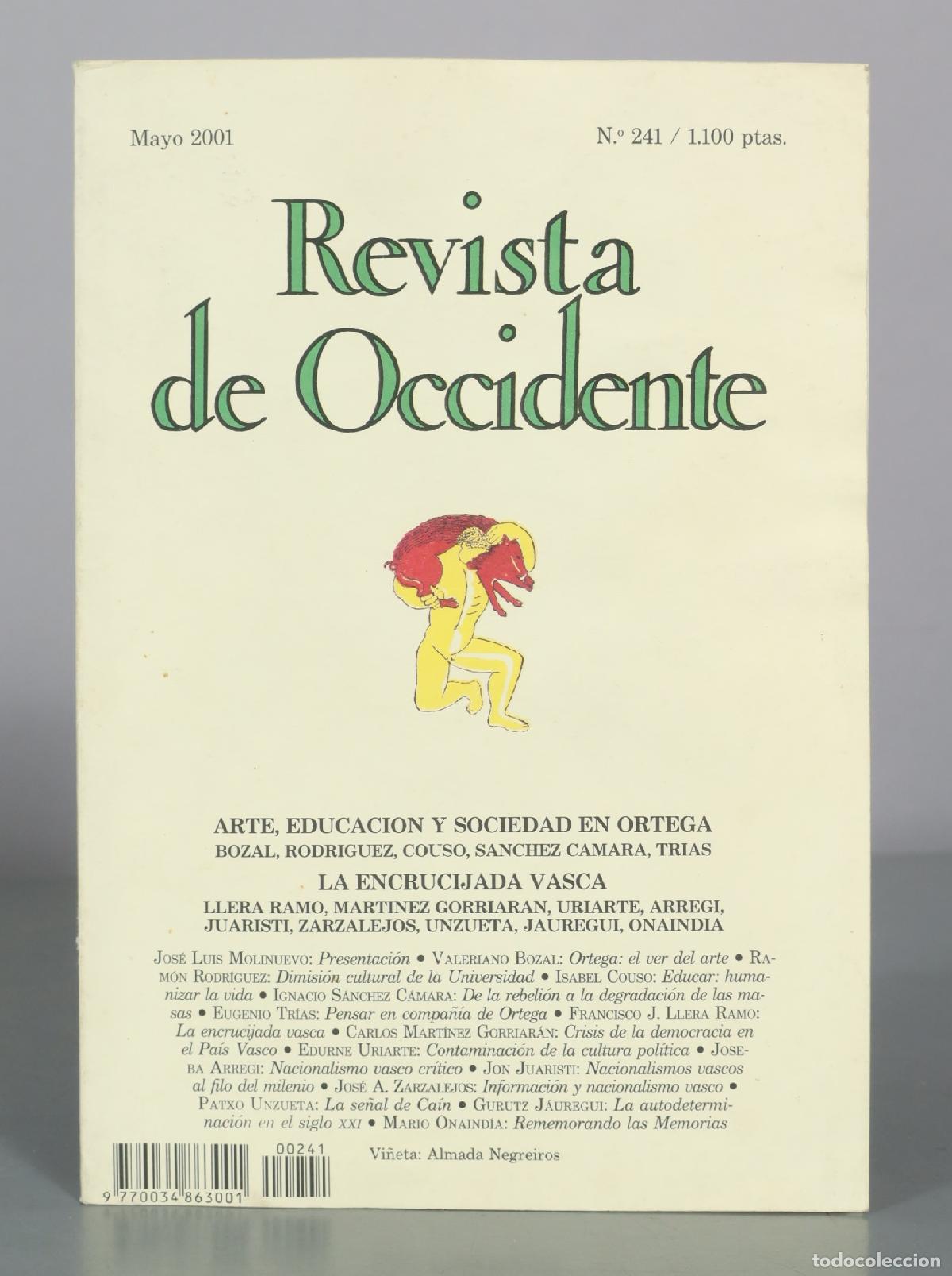 Libros de segunda mano: Revista de Occidente - N. 241. ARTE EDUCACION Y SOCIEDAD EN ORTEGA