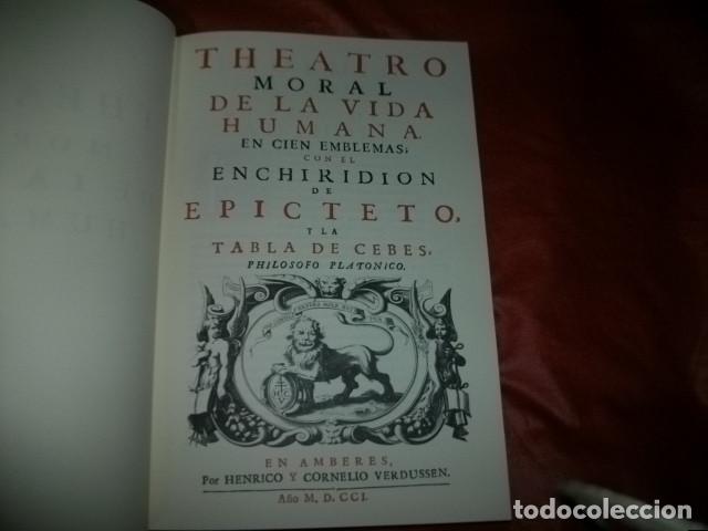 Libros de segunda mano: THEATRO MORAL DE LA VIDA HUMANA, EN CIEN EMBLEMAS CON EL ENCHIRIDION DE EPICTETO Y LA TABLA DE CEBES