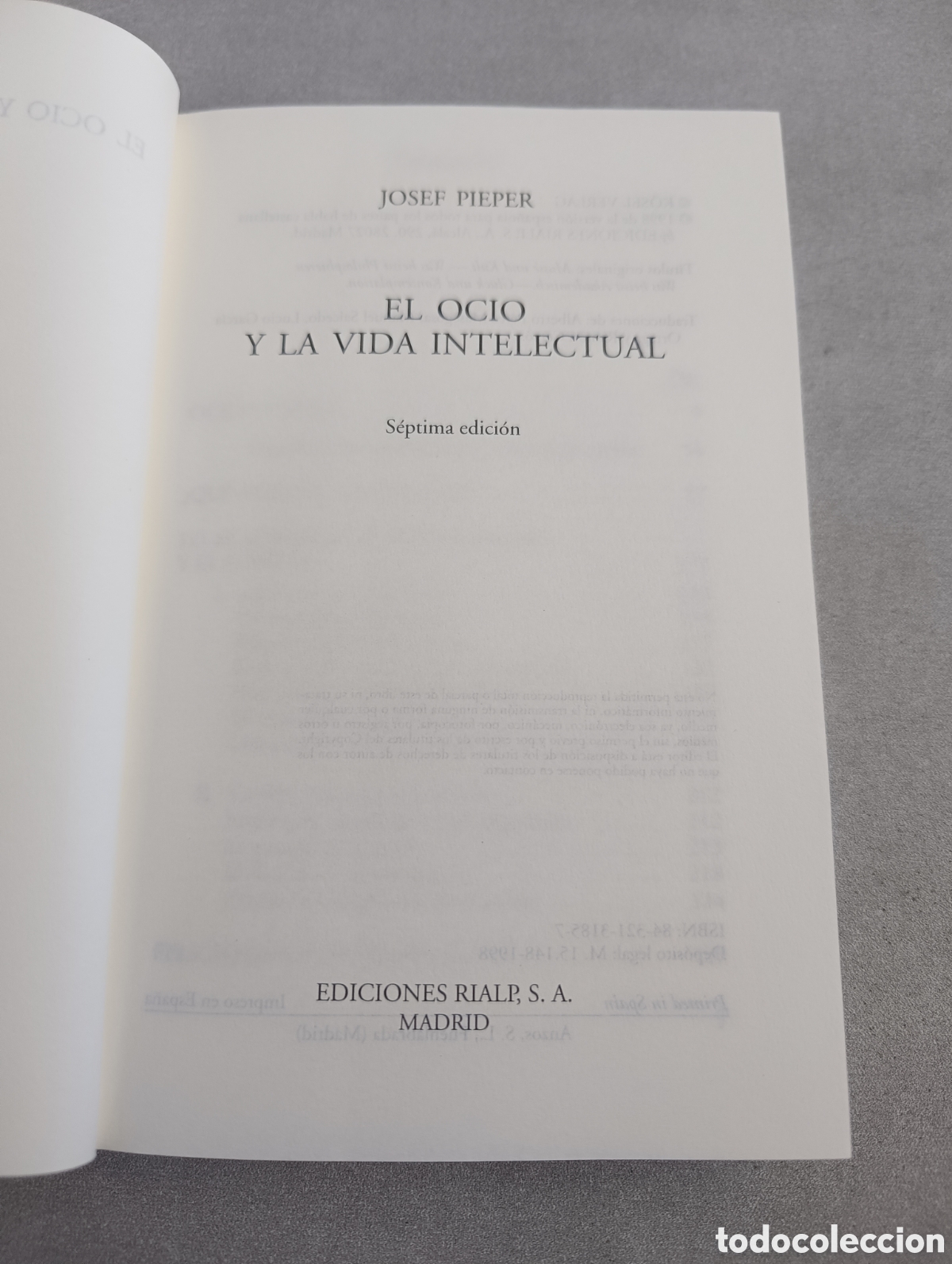 Libros de segunda mano: EL OCIO Y LA VIDA INTELECTUAL. JOSEF PIEPER. - Foto 5