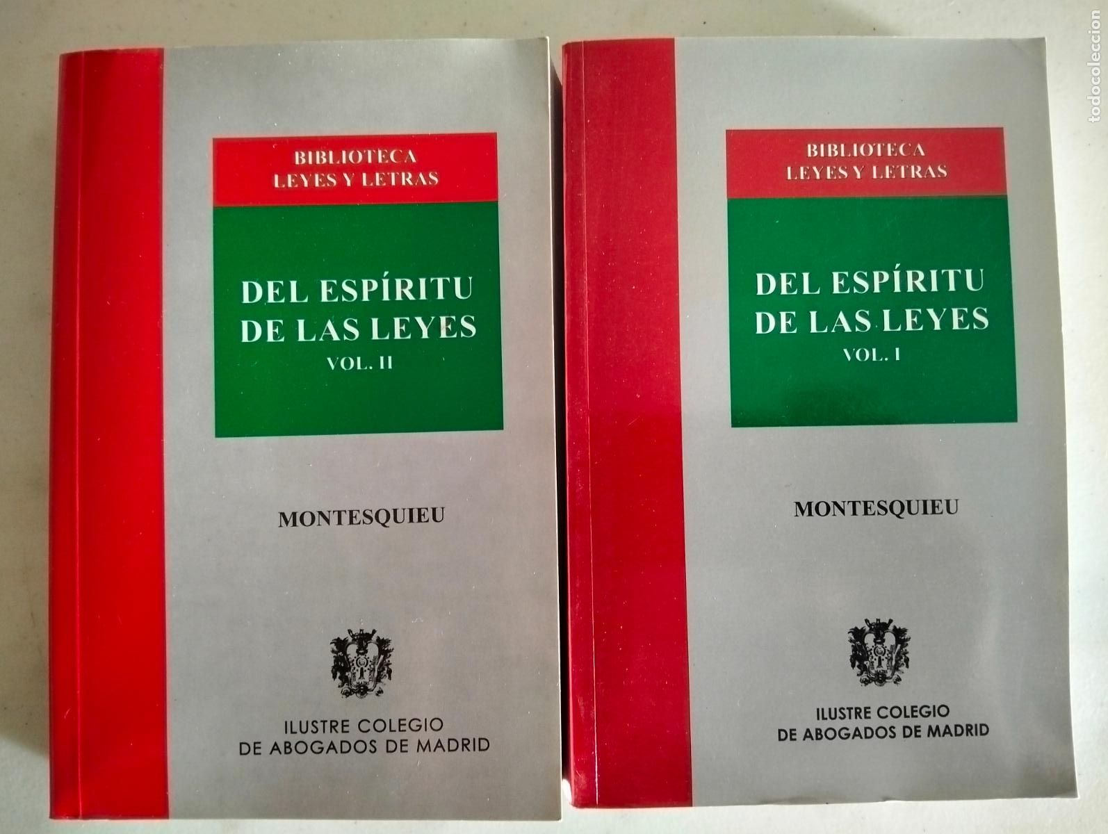 Libros de segunda mano: Filosof&iacute;a. Del Esp&iacute;ritu de las Leyes, Montesquieu, Colegio de Abogados, Completo, 1999