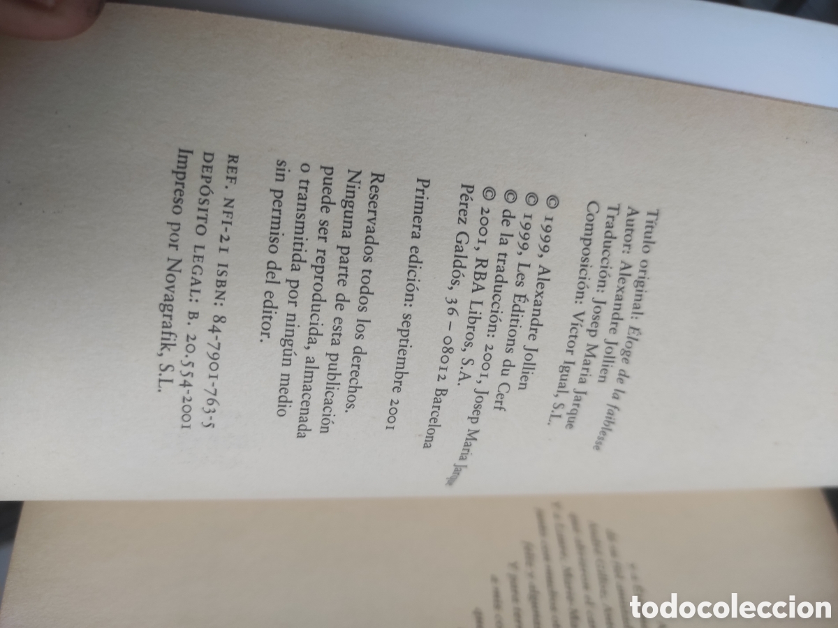 Libros de segunda mano: Elogio de la debilidad. Alexandre Jollien. - Foto 3