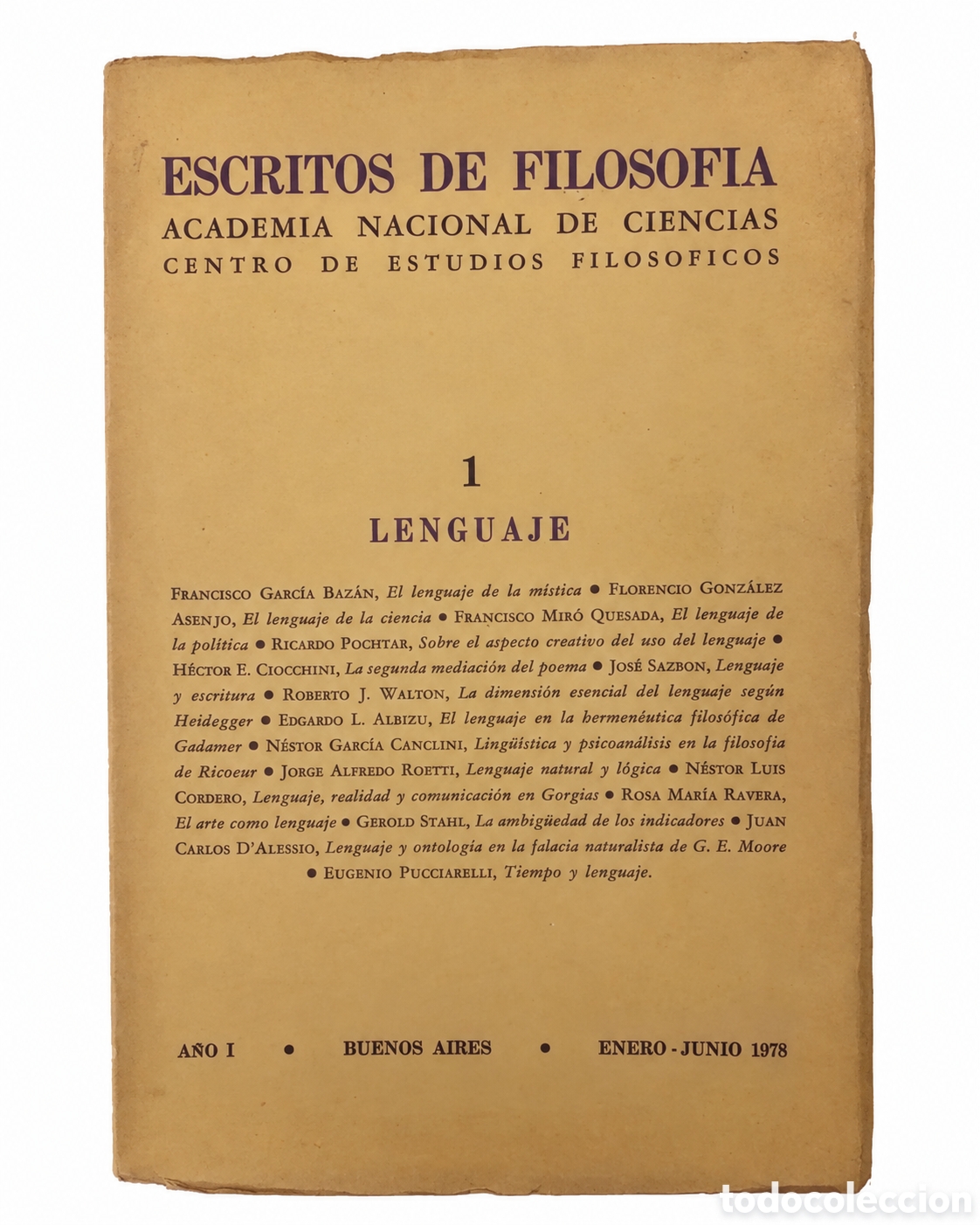 Libros de segunda mano: AA. VV. &ndash; ESCRITOS DE FILOSOF&Iacute;A N&ordm; 1: LENGUAJE &ndash; LML