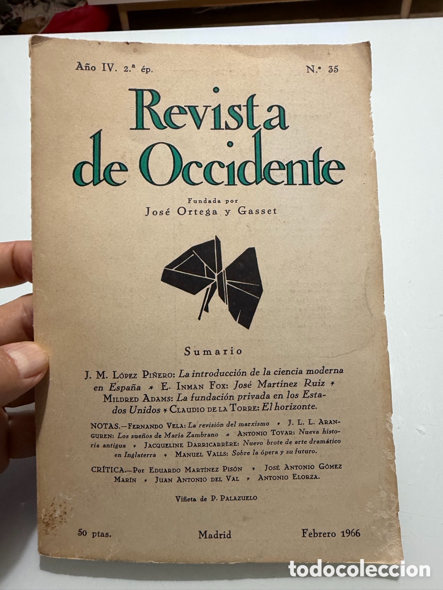 Libros de segunda mano: Revista de occidente. N&uacute;mero 35. Febrero 1966. A&ntilde;o IV. Segunda &Eacute;poca. J. M. L&oacute;pez Pi&ntilde;ero, E. Inman..