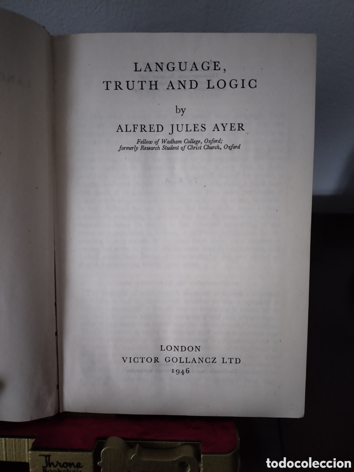 Libros de segunda mano: Lenguaje, Verdad y L&oacute;gica (2&ordf; ed. 1946) A.J Ayer - Filosof&iacute;a anal&iacute;tica, C&iacute;rculo de Viena