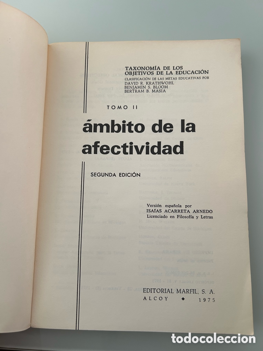 Libros de segunda mano: &Aacute;mbito de la afectividad. David R. Krathwohl. Marfil. 1975 - Foto 3