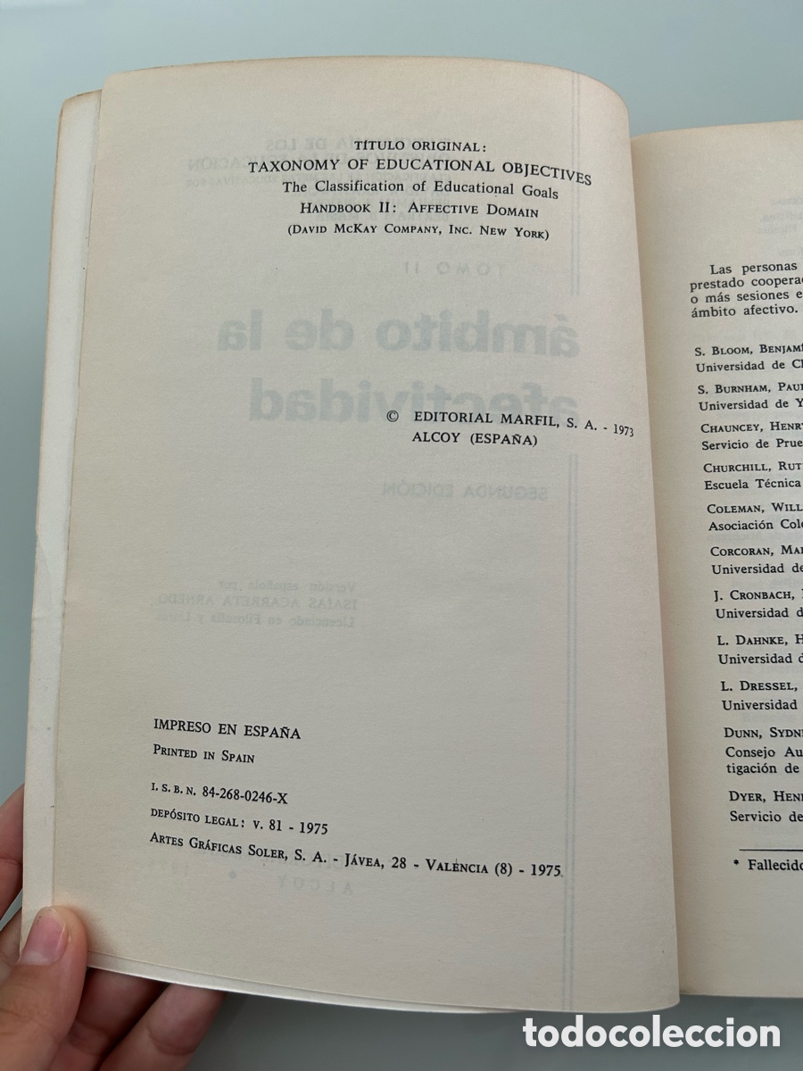 Libros de segunda mano: &Aacute;mbito de la afectividad. David R. Krathwohl. Marfil. 1975 - Foto 4