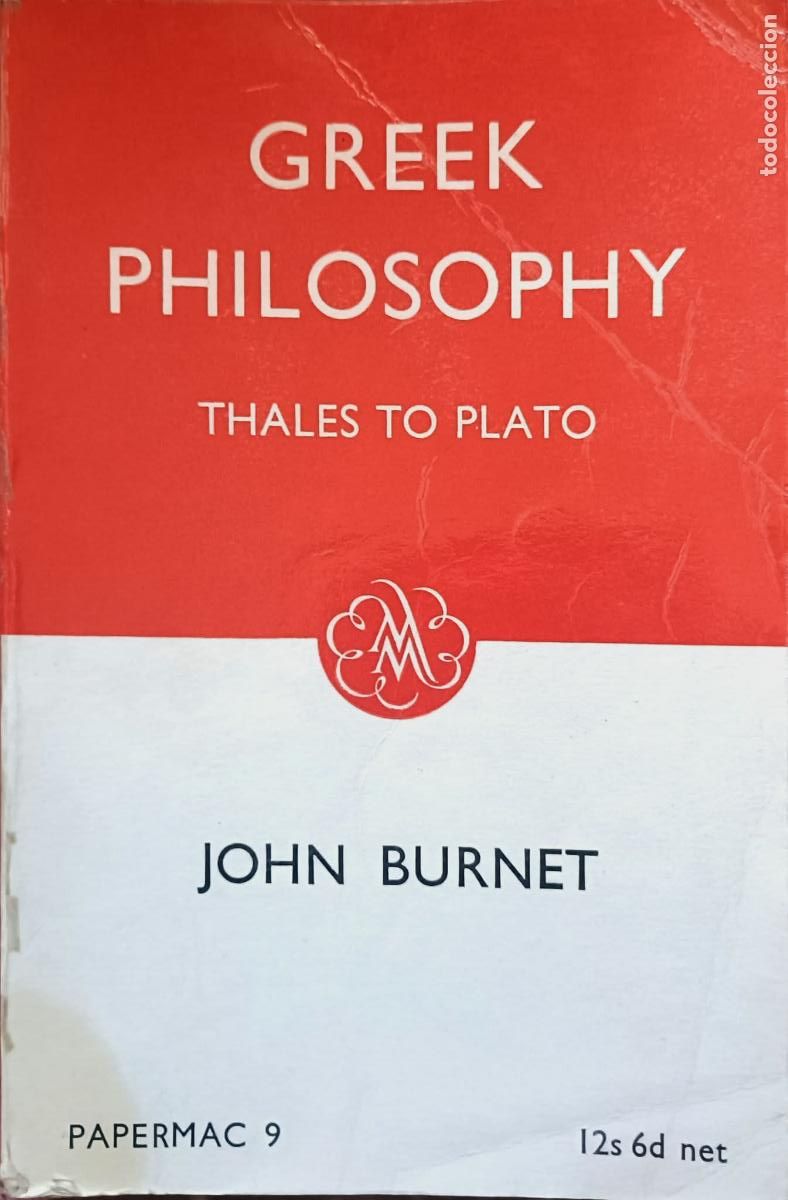 Libros de segunda mano: Greek philosophy Thales to Plato. Jhon Burnet