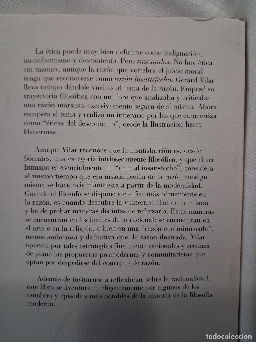 Libros de segunda mano: GERARD VILAR. LA RAZ&Oacute;N INSATISFECHA. ED. CR&Iacute;TICA - Foto 2