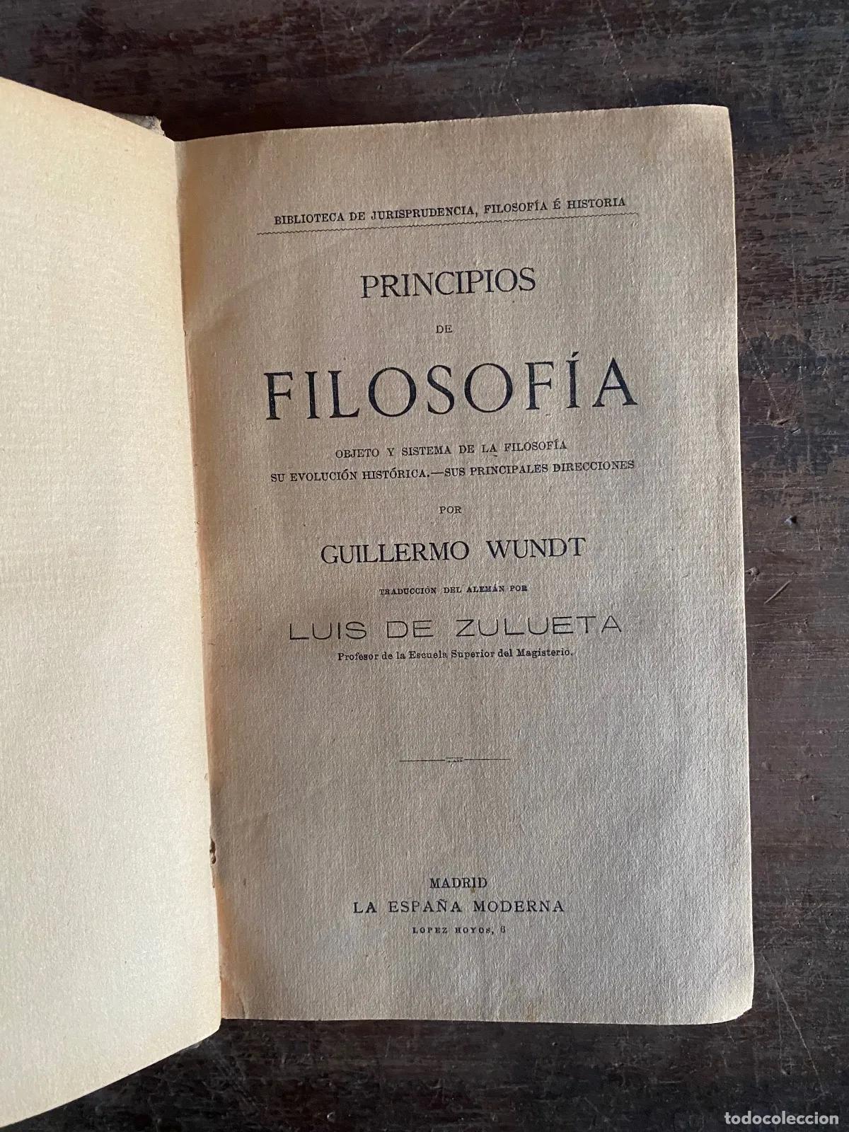 Livros em segunda m&atilde;o: Wilhelm Wundt - Principios de Filosofia: Objeto y Sistema de la Filosofia, su Evolucion Historica, -