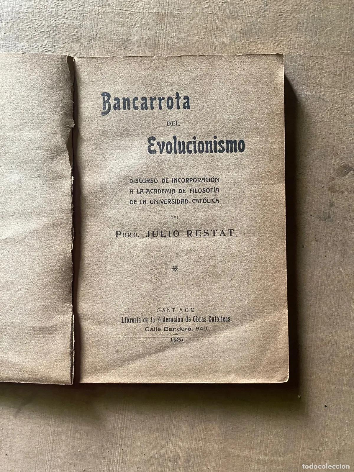 Livros em segunda m&atilde;o: Julio Restat - Bancarrota del evolucionismo