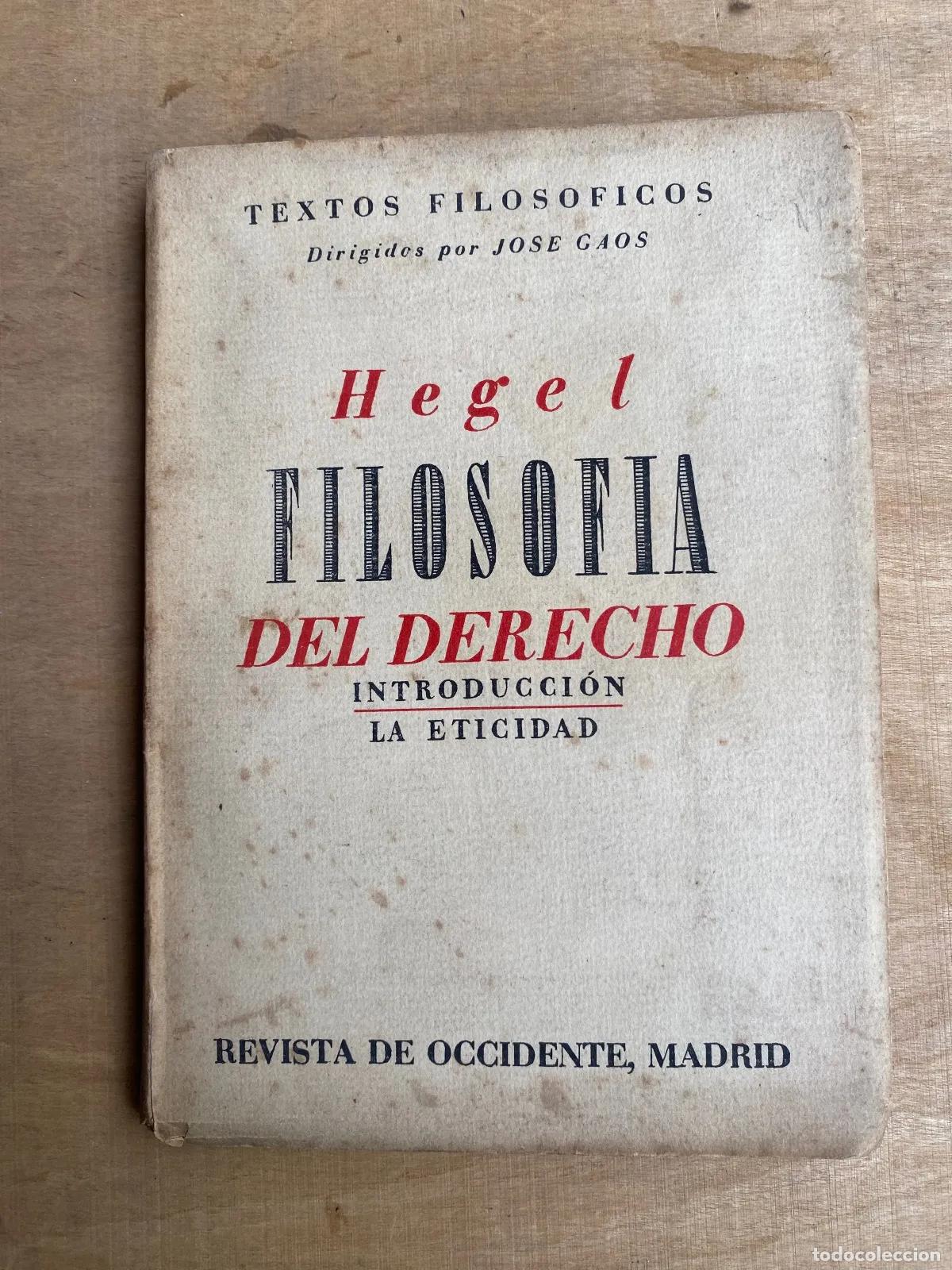 Libros de segunda mano: Georg Wilhelm Friedrich Hegel - Filosofia del derecho
