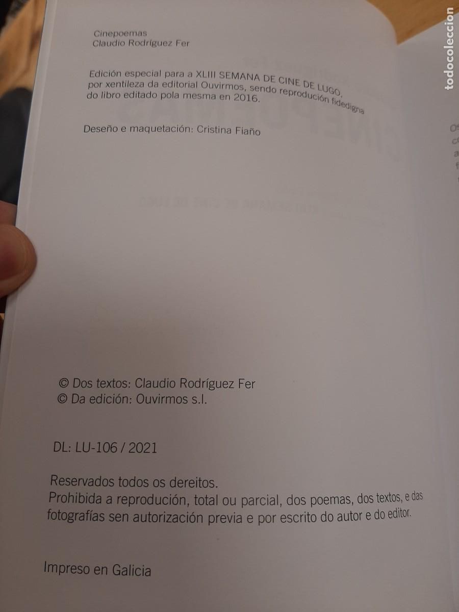 Libros de segunda mano: CINEPOEMAS - Claudio Rodr&iacute;guez Fer - 2021 - Foto 4