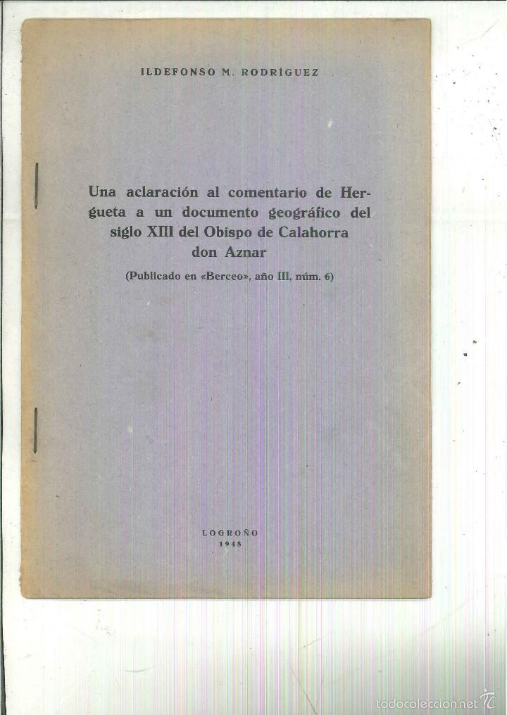 Libri di seconda mano: UNA ACLARACI&Oacute;N AL COMENTARIO DE HERGUETA A UN DOCUMENTO GEOGR&Aacute;FICO .... Ildefonso M. Rodr&iacute;guez