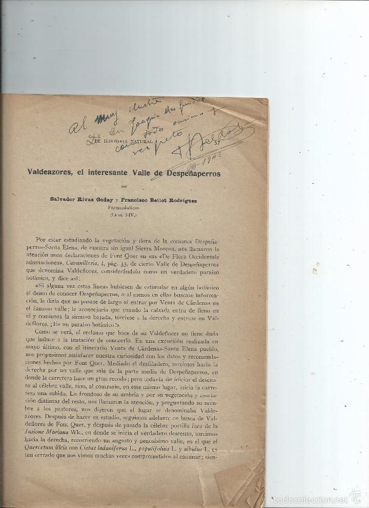 Libros de segunda mano: JA&Eacute;N. VALDEAZORES EL INTERESANTE VALLE DE DESPE&Ntilde;APERROS. RIVAS, S. y BELLOT, F. 1942 AUT&Oacute;GRAFO