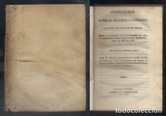 Second hand books: INSTRUCCI&Oacute;N SOBRE EL REGIMEN Y GOBIERNO DE LA CRIA DE CABALLOS EN ESPA&Ntilde;A.  A-CAB-069
