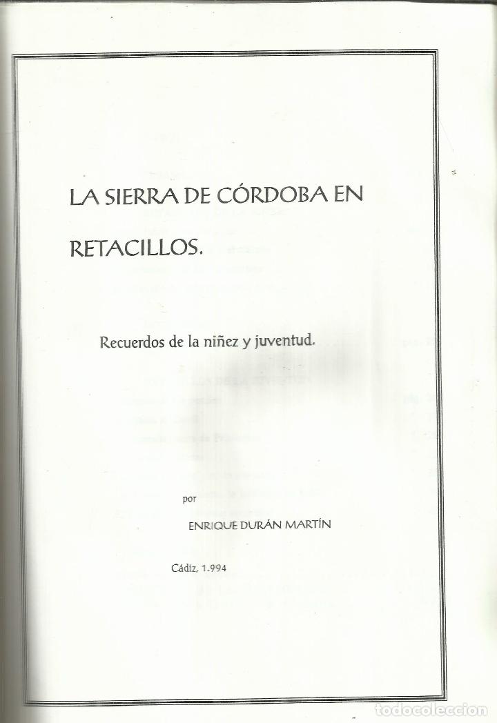 Libri di seconda mano: LA SIERRA DE C&Oacute;RDOBA EN RETACILLOS. ENRIQUE DUR&Aacute;N MART&Iacute;N. C&Aacute;DIZ. 1994