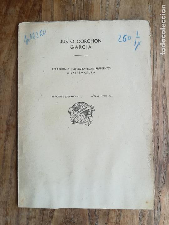 Gebrauchte B&uuml;cher: CORCH&Oacute;N GARC&Iacute;A Relaciones topogr&aacute;ficas referentes a Extremadura. Separata. Dedicado