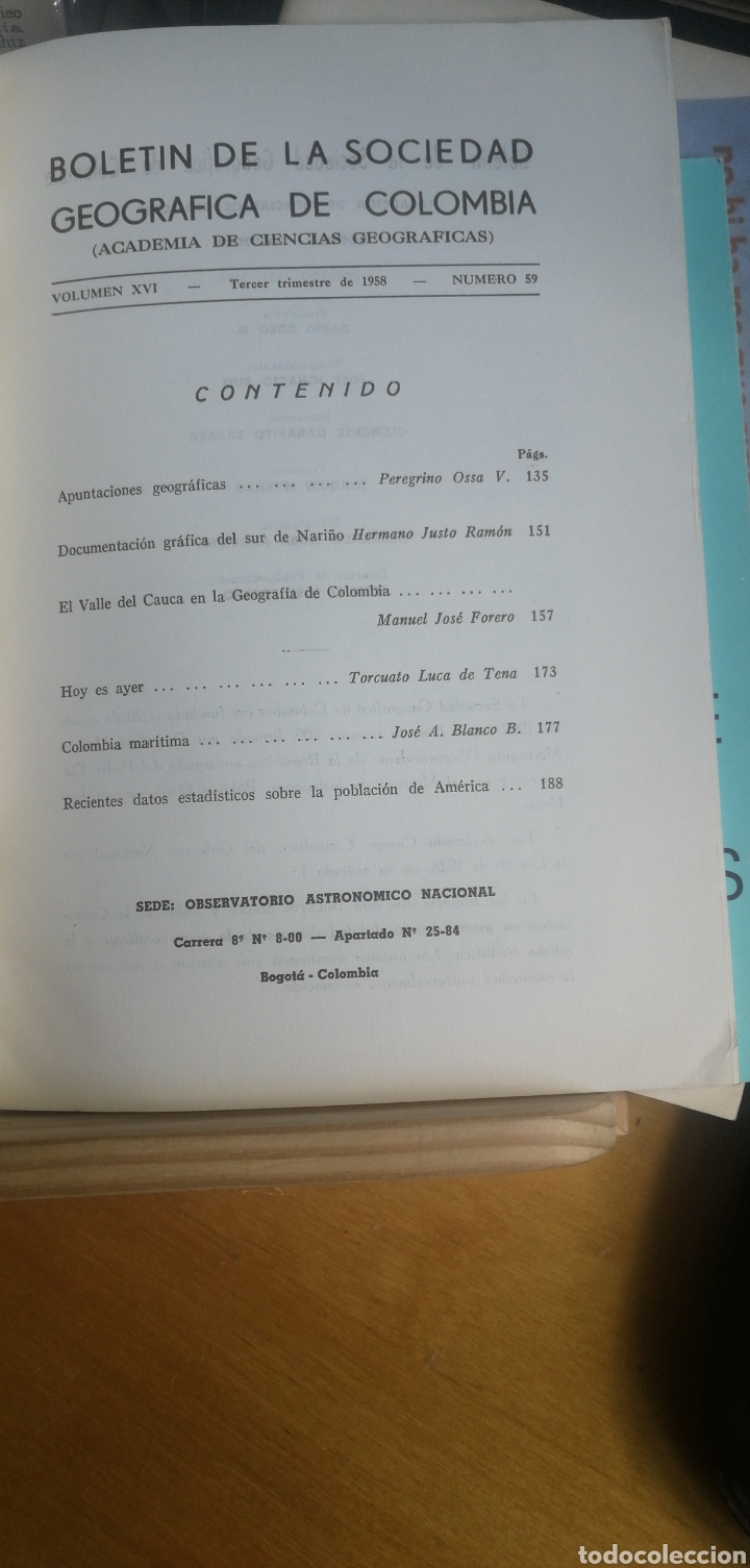 Gebrauchte B&uuml;cher: Boletin de la Sociedad Geografica de Colombia, Volumen XVI,3&ordm; Trimestre de 1958, Colombia Maritima.