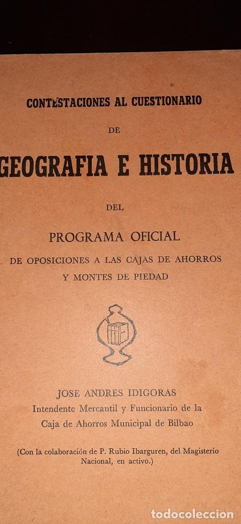 Gebrauchte B&uuml;cher: CONTESTACIONES AL CUESTIONARIO DE GEOGRAFIA E HISTORIA. 1968. JOSE ANDRES IDIGORAS