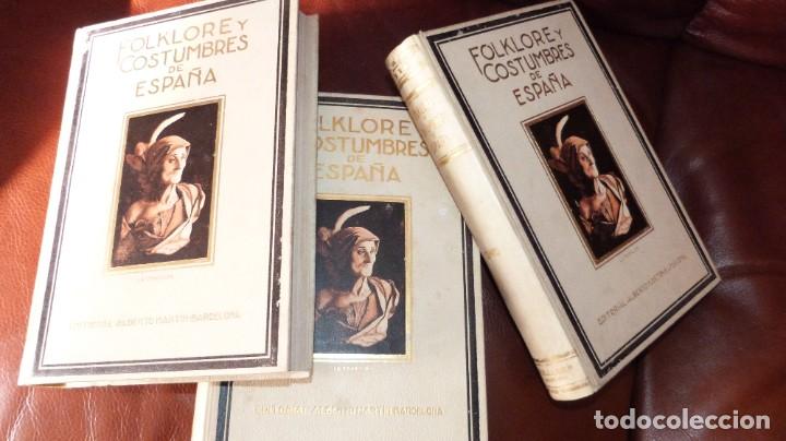 Libros de segunda mano: FOLKLORE Y COSTUMBRES DE ESPA&Ntilde;A,1931-34,VV.AA. DIR.CARRERAS CANDI,3 VOL. 1&ordf;EDIC.SIMIL PERG.GRAN FORM