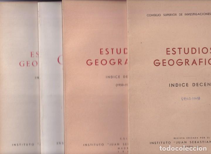 Livros em segunda m&atilde;o: &Iacute;NDICES DE LA REVISTA ESTUDIOS GEOGR&Aacute;FICOS DESDE 1940 HASTA 1979. 4 VOL&Uacute;MENES