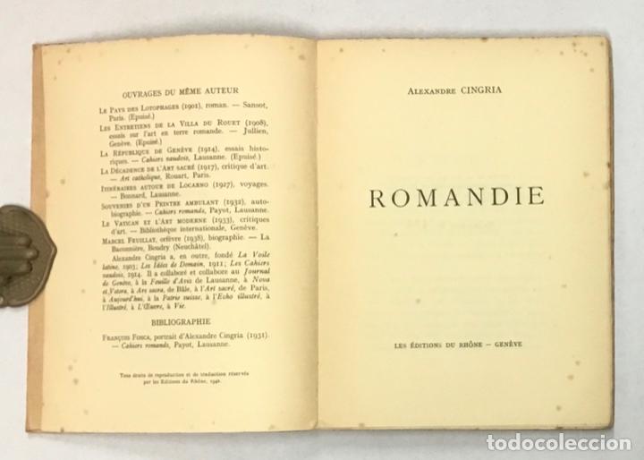 Libros de segunda mano: ROMANDIE. - CINGRIA, Alexandre. - Foto 2