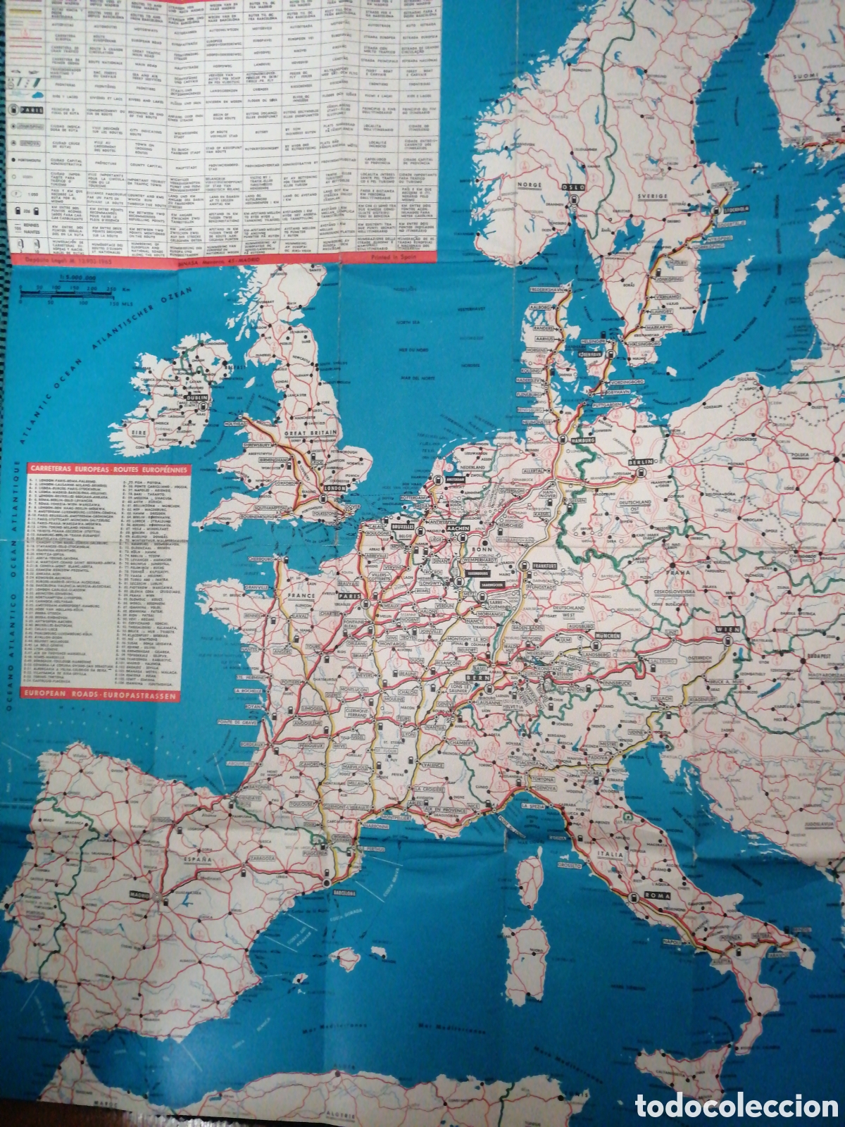 Gebrauchte B&uuml;cher: Mapa Rutas hacia Espa&ntilde;a1965. Con horarios y trayectos en la vuelta. Editorial Reit. In 8&ordm; plegado 64