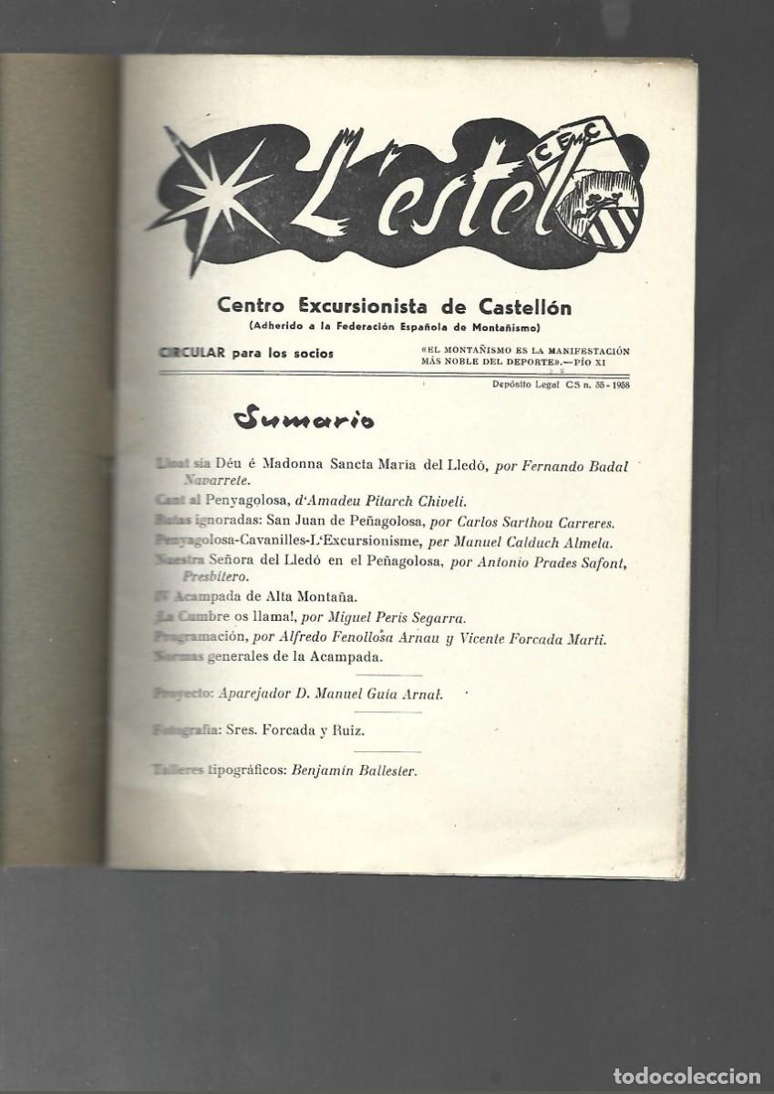 Libros de segunda mano: L&acute;ESTEL centro excursionista de Castell&oacute;n, CIRCULAR PARA LOS SOCIOS, 1958 &uacute;ltima