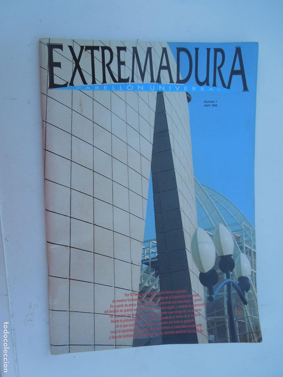 Libri di seconda mano: EXTREMADURA PABELLON UNIVERSAL N&ordm; 1 ABRIL 1992 REVISTA - EXPO 92