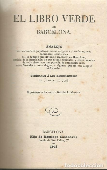 Libros de segunda mano: EL LIBRO VERDE DE BARCELONA - 1945 - Foto 2