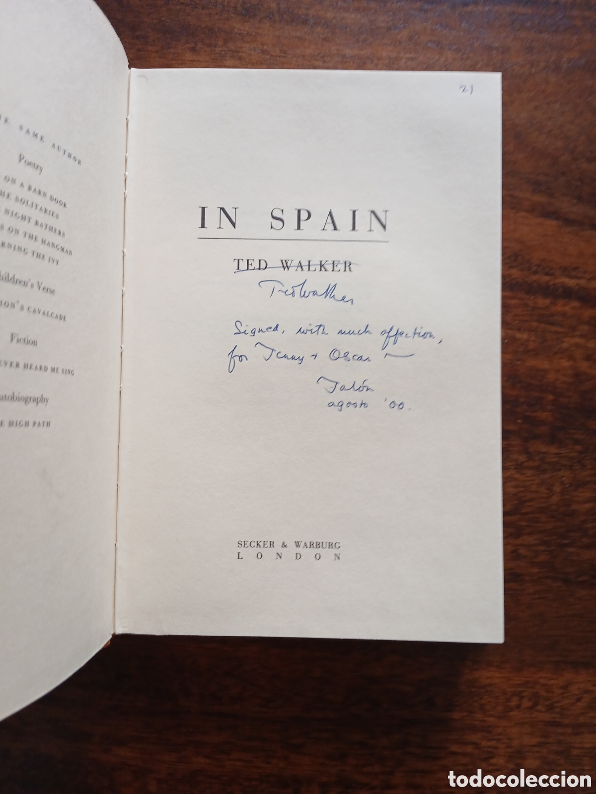 Libros de segunda mano: In Spain, Ted Walker (dedicated by author) - Foto 1