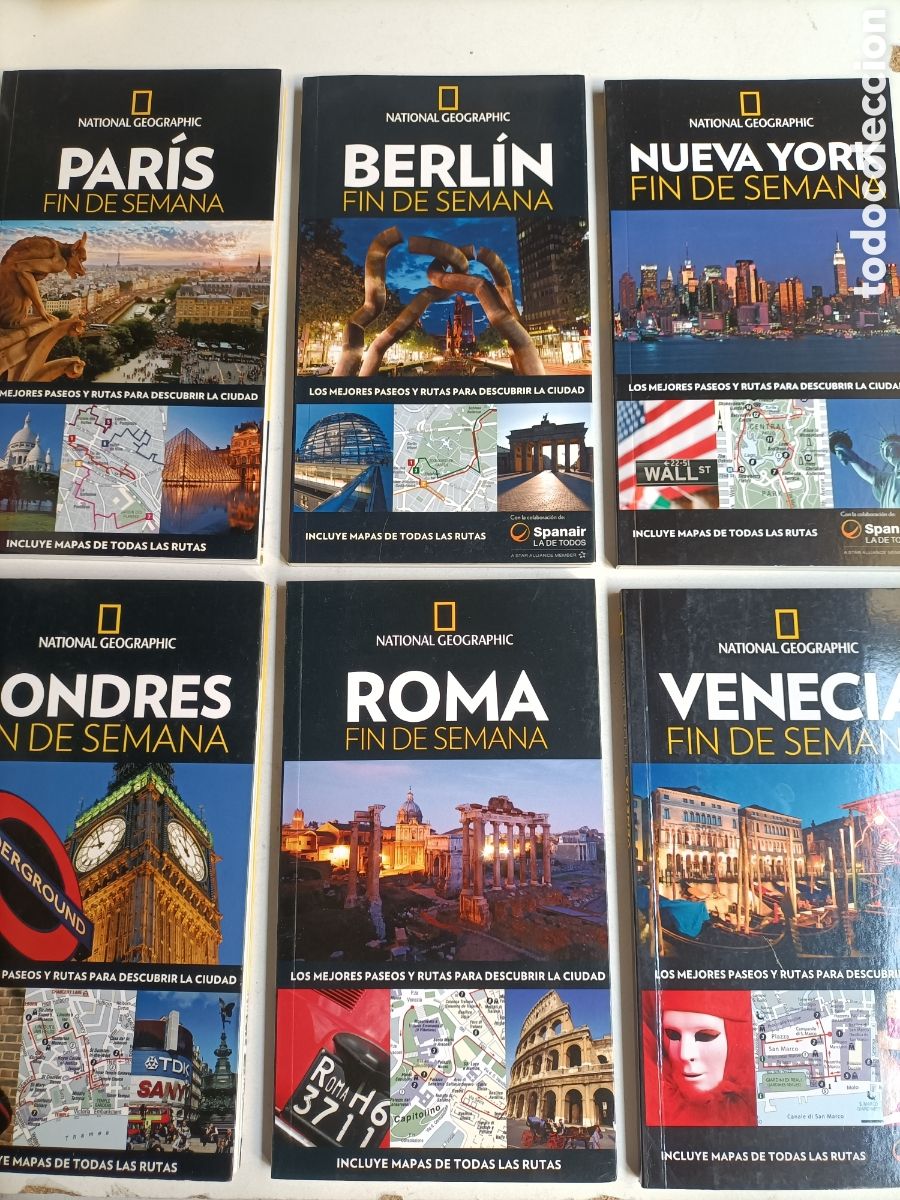 Libros de segunda mano: Lote 6 d&iacute;as. Fin de semana Roma Par&iacute;s Berl&iacute;n Nueva York Londres Venecia. Nacional geographic tomos
