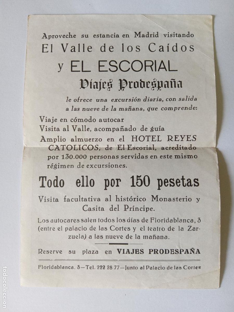 Libros de segunda mano: VIAJES PRODESPA&Ntilde;A. VISITE EL VALLE DE LOS CA&Iacute;DOS Y EL ESCORIAL. LA OBRA CONTEMPORANEA M&Aacute;S GRANDIOSA