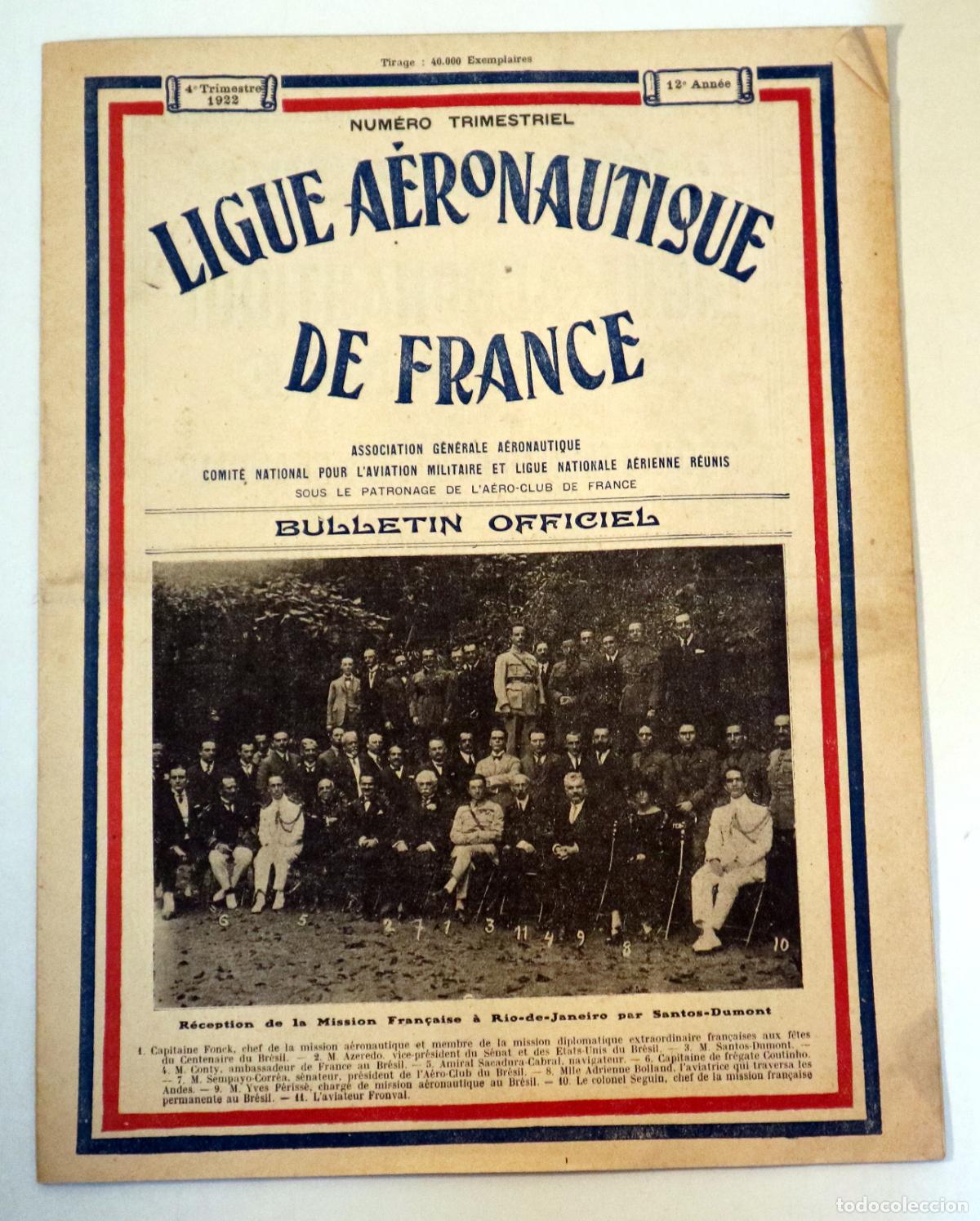 Libros de segunda mano: LIGUE A&Eacute;RONAUTIQUE DE FRANCE. Bulletin oficiale. 12 e An&eacute;e - Paris 1922